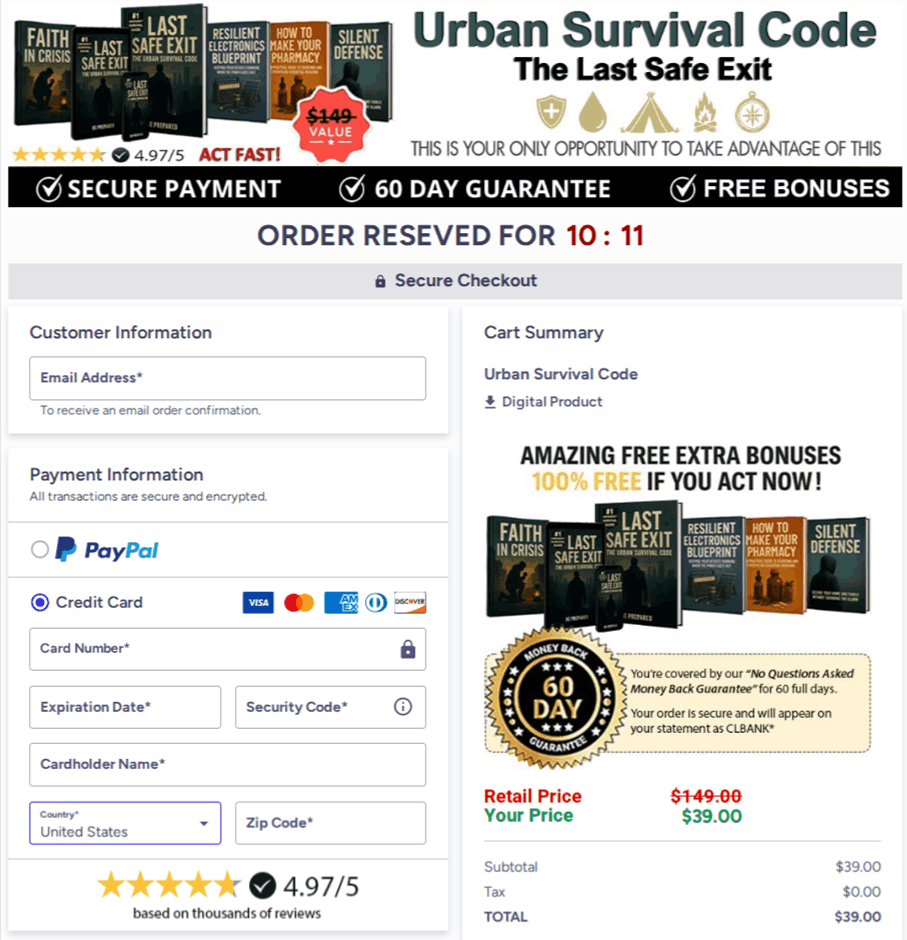 Urban Survival Code Checkout